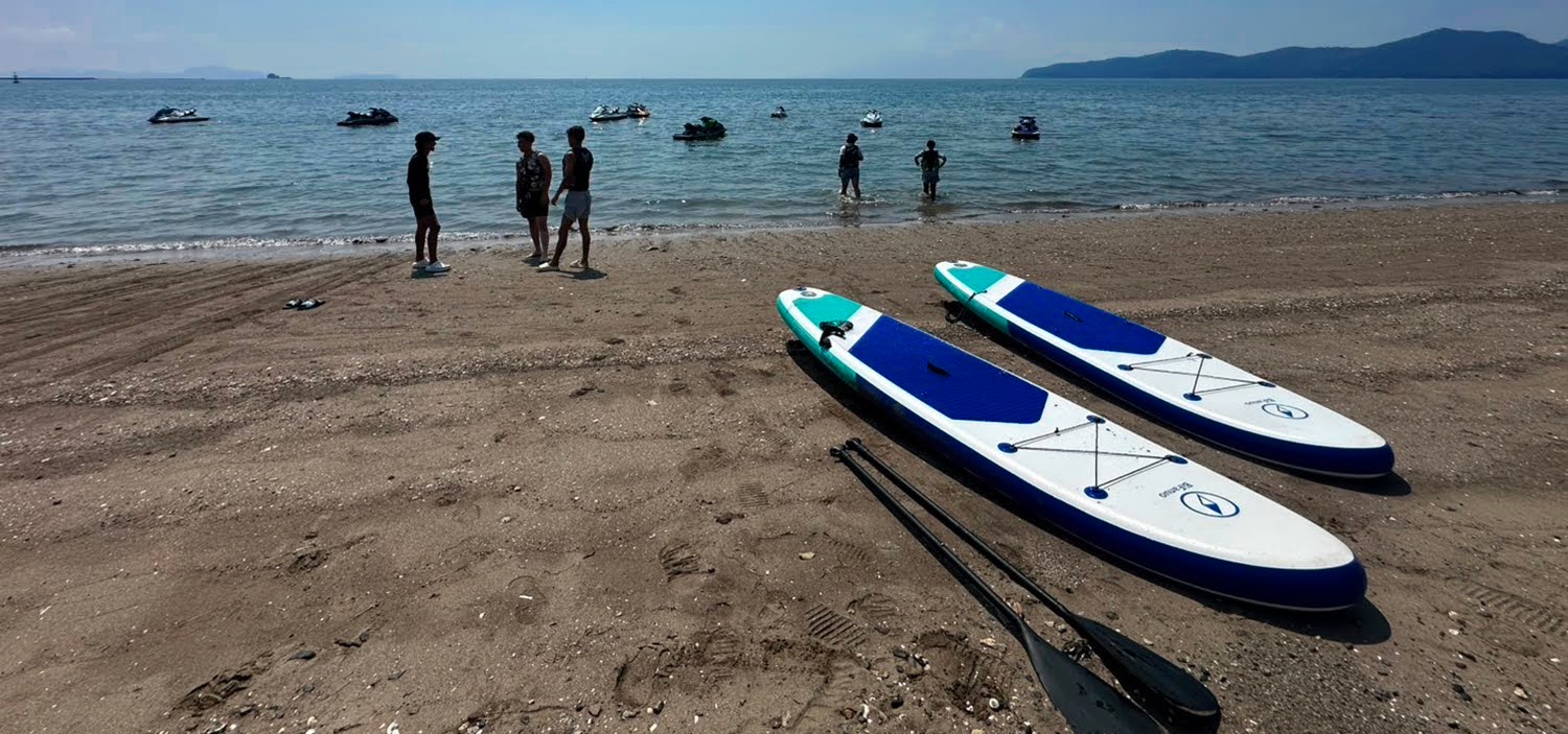 赤穂市　恋ヶ浜プライベートビーチ。ジェットスキー。トーイングチューブ。サップ。BBQ。車中泊。キャンプ。